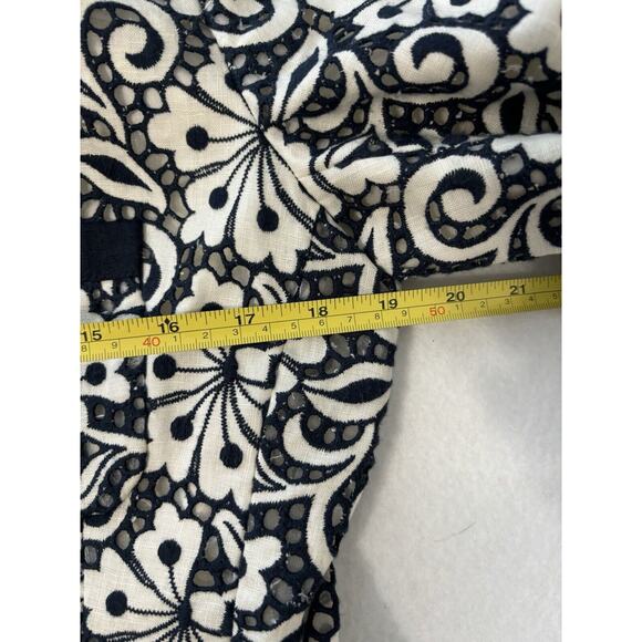 J.CREW Linen with Blue Embroidered Floral Overlay Blazer Jacket Medium Size 10 - Picture 4 of 6